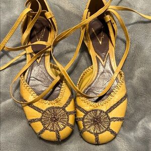 Vince Camuto Yellow Embroidered Sandals